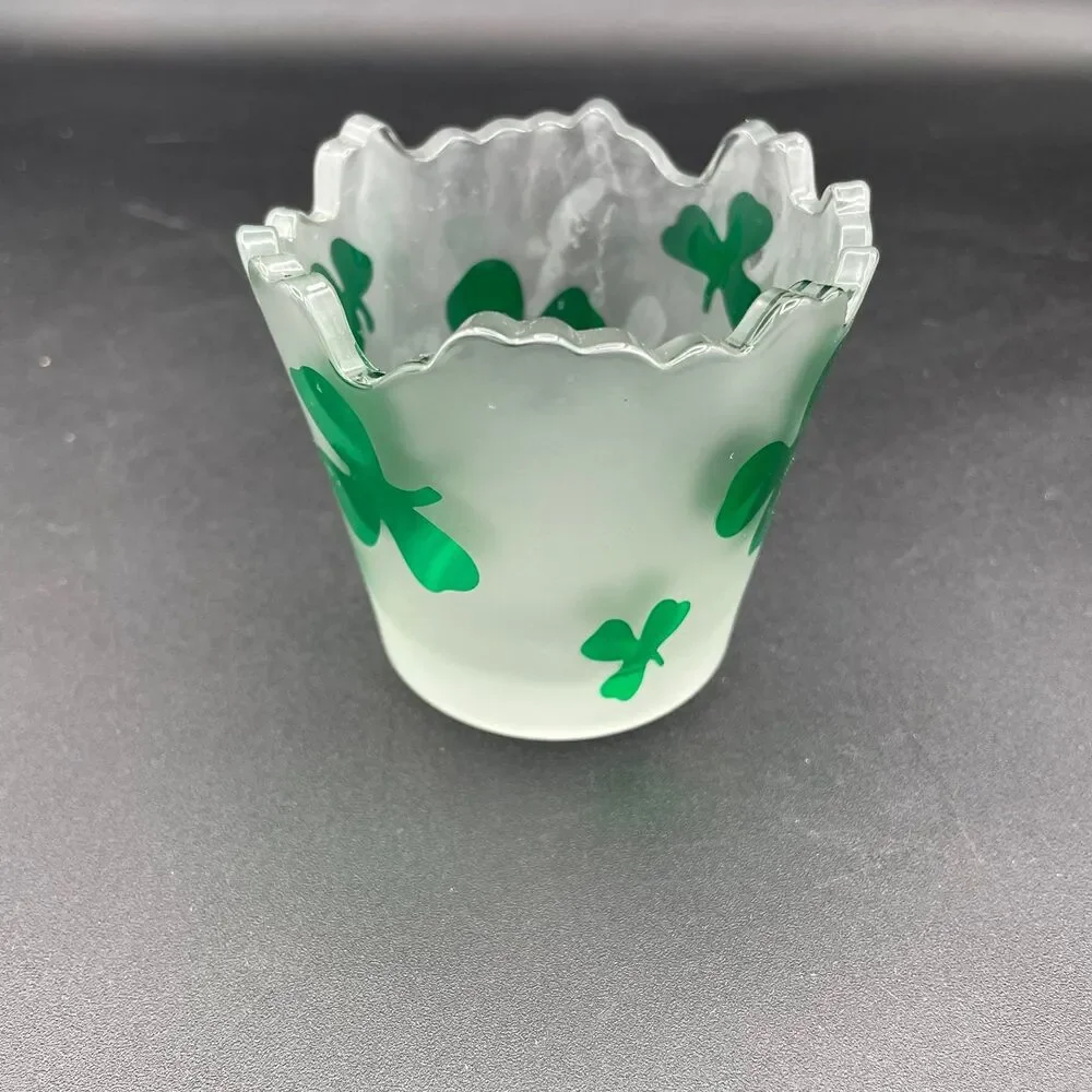 Yankee Candle Frosted Glass Shamrock Votive Holder St. Patrick's Day Decor
